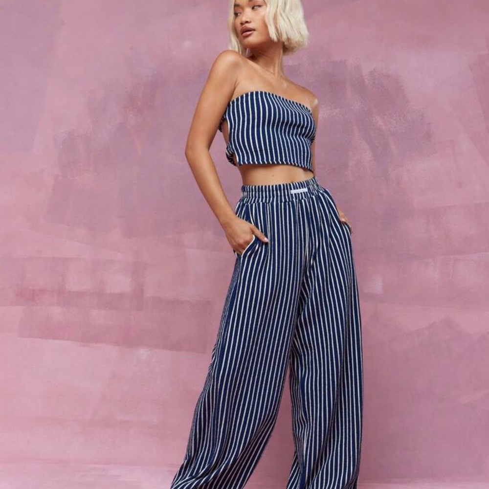 Missguided, SHEIN striped halter and wide leg pants set